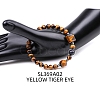 Natural Tiger Eye Pyramid & Synthetic Blue Goldstone Beaded Stretch Bracelet PW-WG46847-02-1