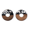 Opaque Resin & Walnut Wood Pendants RESI-N039-63B-3