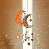 Natural Red Jasper Chip & Brass Moon Hanging Suncatcher Pendant Decoration PW23041118851-1
