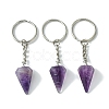 Natural Amethyst Cone Pendant Keychain G-Z033-01S-P-1