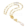 Natural Baroque Pearl Keshi Pearl Lariat Necklaces NJEW-JN03042-5