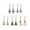 5Pairs 5 Styles Christmas Tree Alloy Enamel Dangle Earrings EJEW-JE05828-1