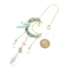 Natural Green Aventurine Chips & Brass Moon Pendant Decorations HJEW-TA00066-02-2