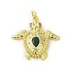 Rack Plating Brass Micro Pave Green Cubic Zirconia Pendants KK-C053-10G-1