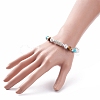 Natural Howlite & Tiger Eye & Synthetic Turquoise Stretch Bracelet with Alloy Column BJEW-TA00104-4