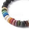 Dyed Colorful Natural Lava Rock & Rhinestone Beaded Stretch Bracelets for Women BJEW-JB09668-02-3