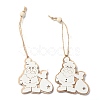Christmas Theme Natural Wood Pendant Decorations HJEW-P010-15-1