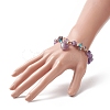 Natural Amethyst Round Beaded Stretch Bracelet with Heart Charms for Women BJEW-TA00245-4