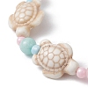 Dyed Natural Malaysia Jade & Synthetic Turquoise Turtle Beaded Stretch Bracelets BJEW-JB09949-01-3