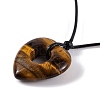 Natural Tiger Eye Pendant Necklaces NJEW-K268-01D-3