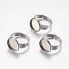 Adjustable 304 Stainless Steel Finger Rings Components X-STAS-F149-18P-B-1