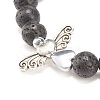 2Pcs 2 Style Natural Lava Rock & Synthetic Hematite Stretch Bracelets Set with Alloy Wings BJEW-JB08021-7