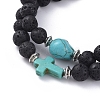 Natural Lava Rock Beads Stretch Bracelets BJEW-JB04979-4