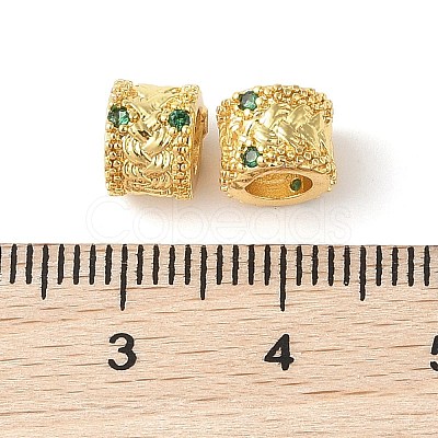 Brass Micro Pave Cubic Zirconia European Beads KK-E113-05G-1