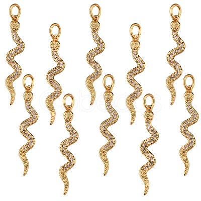 10Pcs Brass Micro Pave Cubic Zirconia Pendants ZIRC-SZ0002-81G-1