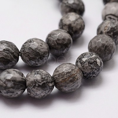 Natural Map Stone/Picasso Stone/Picasso Jasper Beads Strands X-G-D840-35-6mm-1