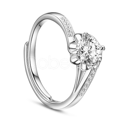 SHEGRACE Sparkling Micro Pave Zirconia Rhodium Plated 925 Sterling Silver Finger Ring JR371A-1