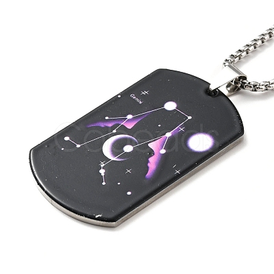 Non-Tarnish 201 Stainless Steel Rectangle with Constellations Pendant Necklace for Women NJEW-G015-01E-1