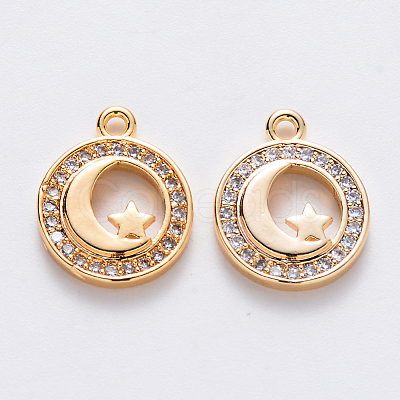 Brass Micro Pave Cubic Zirconia Charms X-KK-T049-039G-NF-1