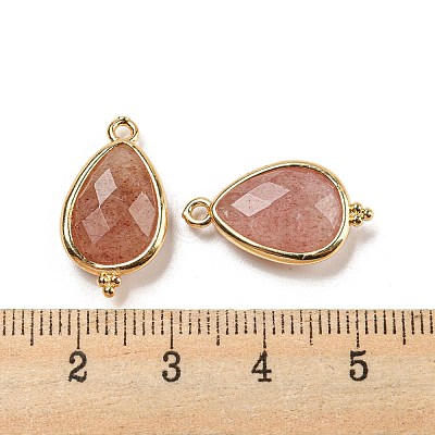 Natural Strawberry Quartz Faceted Pendants G-M431-15G-11-1