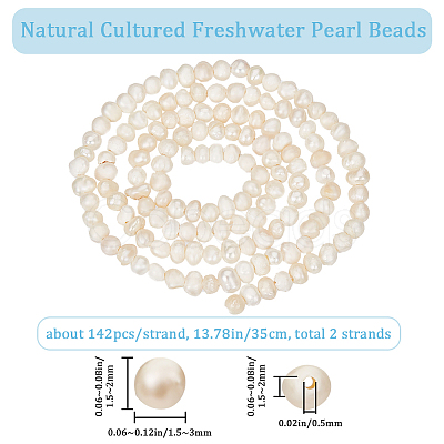 Beebeecraft 2 Strands Natural Cultured Freshwater Pearl Beads Strands PEAR-BBC0001-18-1