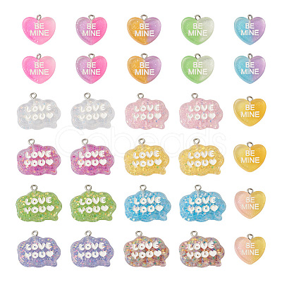 Cheriswelry 30Pcs 15 Styles Transparent Resin Pendants RESI-CW0001-21-1