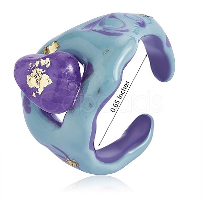 Glitter Enamel Nugget Open Cuff Ring JR920A-1