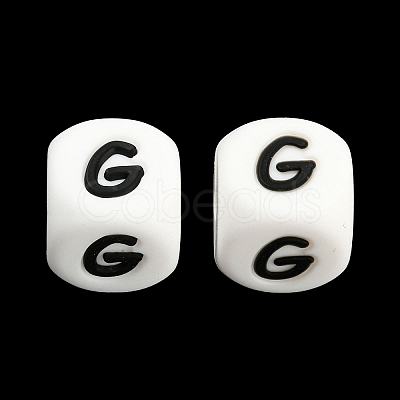 20Pcs White Cube Letter Silicone Beads 12x12x12mm Square Dice Alphabet Beads with 2mm Hole Spacer Loose Letter Beads for Bracelet Necklace Jewelry Making JX432G-1