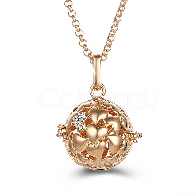 Rose Gold Hollow Heart Alloy Cage Pendant Necklaces SW2952-8-1