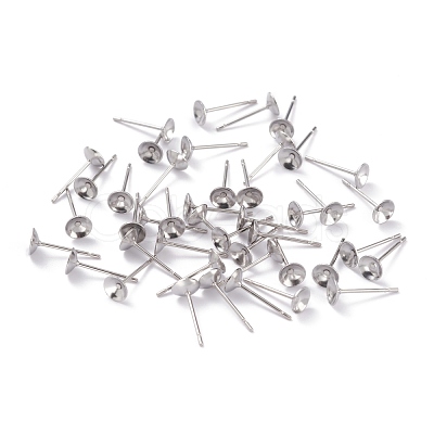 Non-Tarnish 304 Stainless Steel Stud Earring Settings STAS-J031-12-1