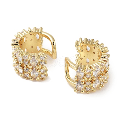 Horse Eye Brass Micro Pave Cubic Zirconia Cuff Earrings for Women EJEW-E310-08G-1