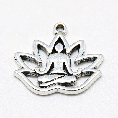 Tibetan Style Alloy Yoga Theme Pendants X-TIBE-S301-005AS-RS-1