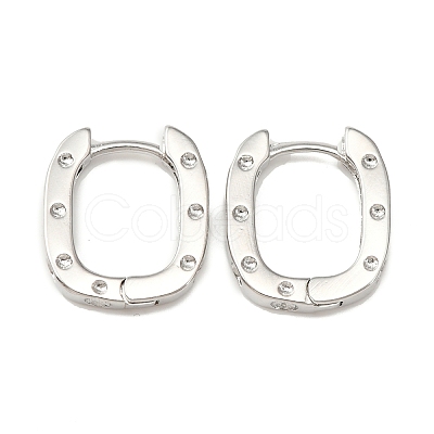 Brass Oval with Polka Dot Hoop Earrings for Woman EJEW-F314-02A-P-1