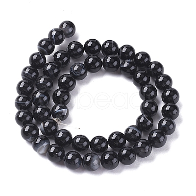 Natural Black Agate Beads Strands G-G582-6mm-60-1