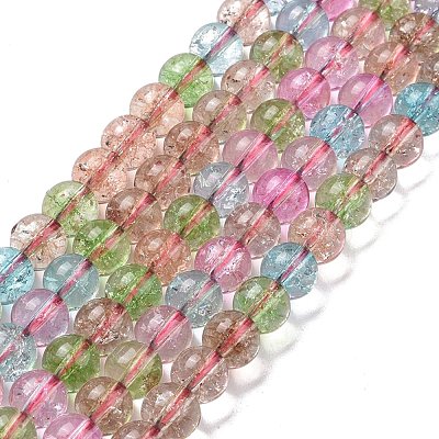 Crackle Glass Round Bead Strands CCG-C001-01B-01-1