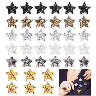 AHADERMAKER 36Pcs 6 Style Star Glitter Hotfix Rhinestone FIND-GA0003-05-1