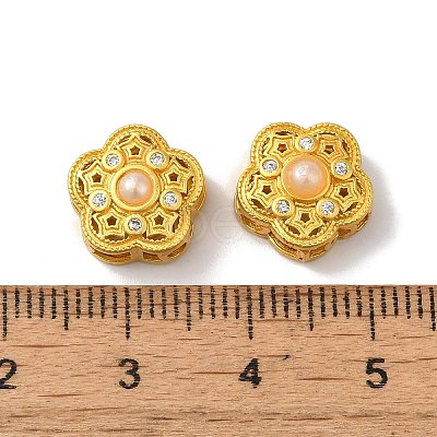 Rack Plating Hollow Brass Cubic Zirconia Beads KK-K381-16A-MG-1