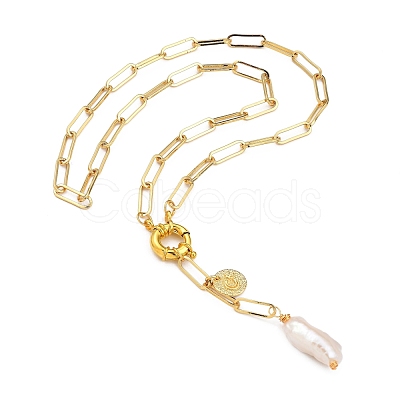 Natural Baroque Pearl Keshi Pearl Lariat Necklaces NJEW-JN03042-1