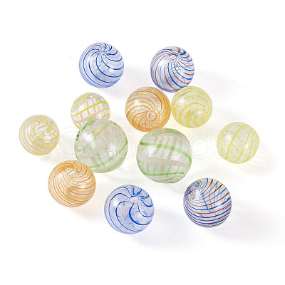 PandaHall Jewelry 12Pcs 6 Style Transparent Handmade Blown Glass Globe Beads GLAA-PJ0001-03-1