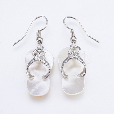 Shell Dangle Earrings EJEW-F147-G-1