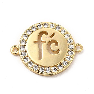 Eco-Friendly Rack Plating Brass Micro Pave Clear Cubic Zirconia Connector Charms KK-F847-03G-1