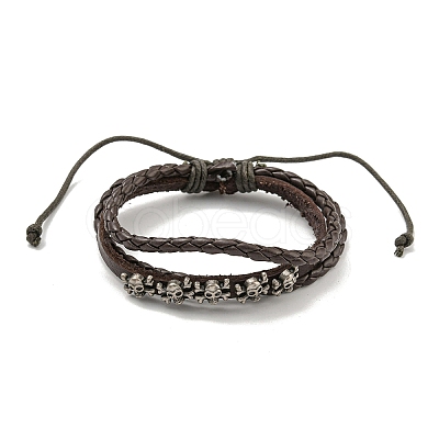 PU Imitation Leather Braided Cord Bracelets BJEW-P329-02AS-1