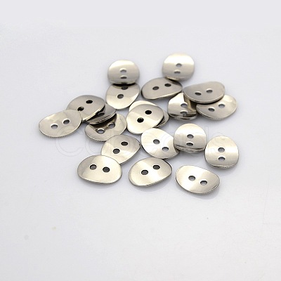 Tarnish Resistant 2-Hole Oval 304 Stainless Steel Buttons STAS-N026-01-1