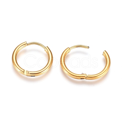 304 Stainless Steel Huggie Hoop Earrings EJEW-G272-02-12mm-G-1