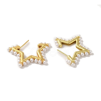 Rack Plating Brass Studs Earrings EJEW-R162-34G-1