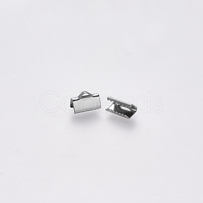 Non-Tarnish 304 Stainless Steel Ribbon Crimp Ends STAS-S112-001C-P-1