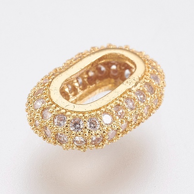 Brass Micro Pave Cubic Zirconia Beads ZIRC-F083-099G-RS-1