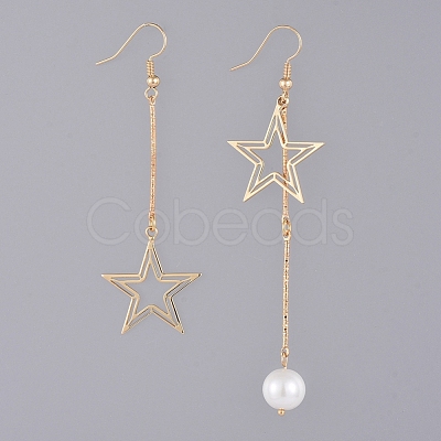 Glass Pearl Dangle Earrings X-EJEW-JE03960-1