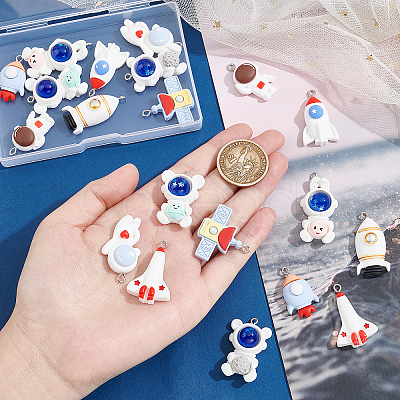 PandaHall Elite 20Pcs 10 Styles Space Theme Opaque Resin Pendants FIND-PH0006-16-1