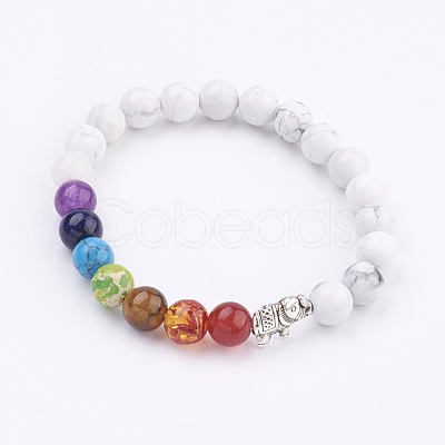 Natural Howlite Stretch Bracelets BJEW-P180-A06-1